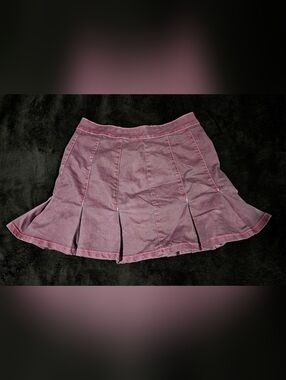 Plum Pleated Skater Mini Skirt